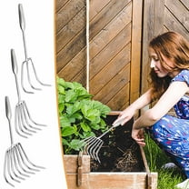 Stainless Steel Garden Rake, 8-tooth Heavy Duty Rake with Carbon Steel Head & Ergonomic Handle, Non-slip Grip for Effortless Leaf Cleanup and Soil Leveling, Ideal for Yard Maintenance and