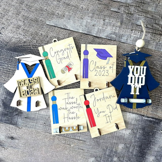 YAOMOBB Gift Card Holder Display Your Graduation Greeting Cards in Style with Hand painted Double Hole Money Holder