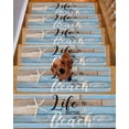 thumbnail image 2 of Stair Treads for Wooden Steps, Blue Beach Peel and Stick Stair Treads with Adhesive, Coastal Starfish Graffiti Retro Wooden Plank Non Slip Indoor Stairs Runner Rugs Mats for Elders Dogs 8"x30"4PCS, 2 of 7