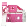 thumbnail image 3 of Tensun Full-Size Loft Bed with Slide and Storage Stairs, Wooden Bunk Frame with Pink Tent and Tower, Playhouse Design for Kids and Teens, Boys and Girls Bedroom, No Box Spring Required, Pink, 3 of 5
