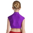 thumbnail image 2 of CHICTRY Kids Girls Shiny Rhinestone Mock Cutout Neck Dance Crop Top Athletic Shirts Lyrical Dance Tanks Camisole Purple 12, 2 of 7