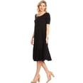 thumbnail image 3 of FashionStream MOA Women's Short Sleeve Jersey Knit A-Line Midi Dress, 3 of 6
