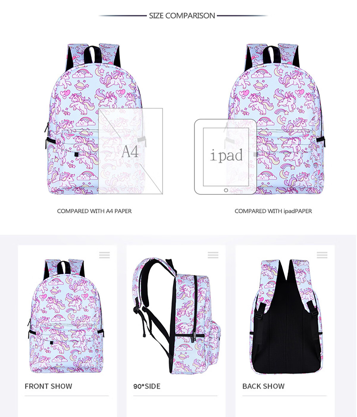 OLOEY 18-INCH B-T-S Full Print School Bags for Girls & Boys