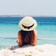 thumbnail image 5 of Sombrero de paja para mujer con circunferencia de 56-58 cm, sombrero para el sol, protector solar, para exteriores, con lazo, sombrero de copa plana, sombrero de playa, sombrero para el sol, 5 of 5