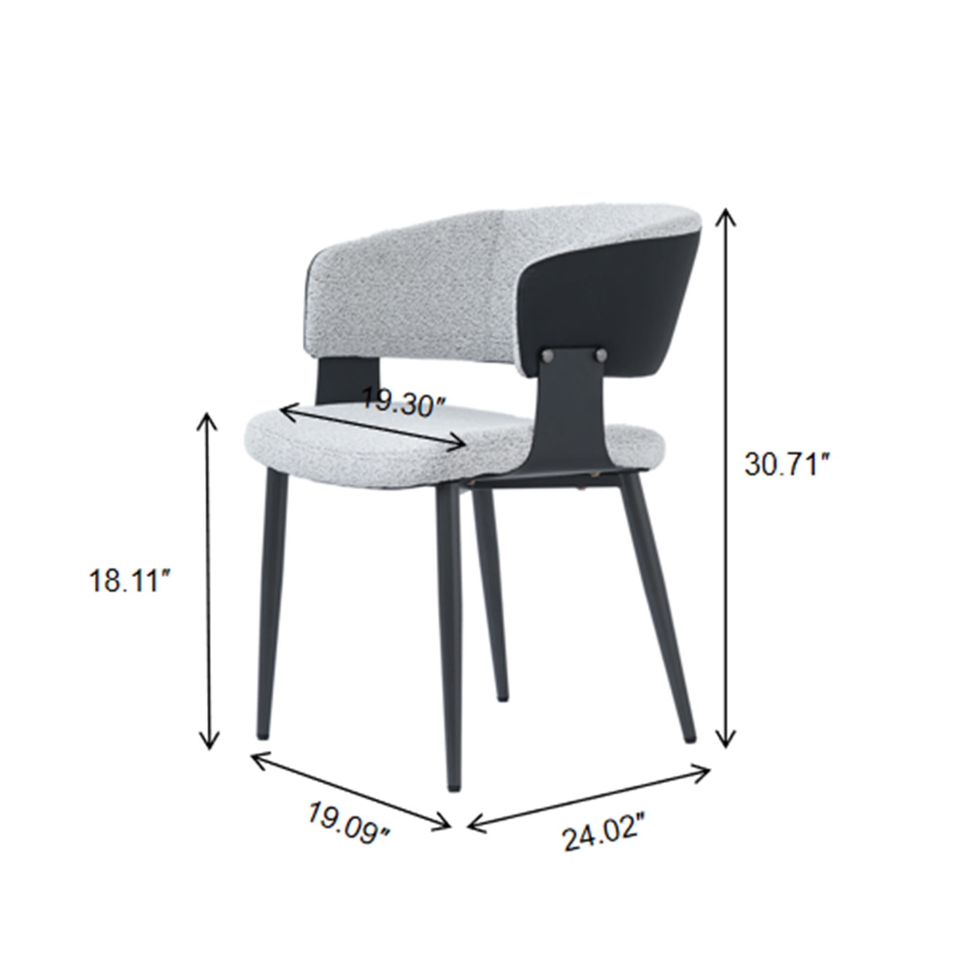 bokifol Black Leather Teddy Fleece Dining Chairs Set of 2,Kitchen Chairs for Living Room/Restaurant