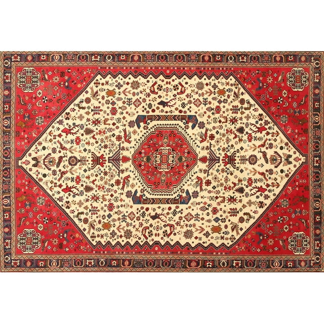 Ahgly Company Tapis d'Intérieur Lavables en Machine Rectangle Traditionnel Tomate Rouge, 8' x 12''