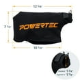 thumbnail image 5 of POWERTEC Miter Saw Dust Collector Bag for 7-1/4", 8-1/2", 10" Miter Saw, Fits Nominal 1-3/4" Dust Ports, Hook and Loop w/Zipper, Wired Adjustable Stand for Miter Saw Accessories, 2PK (75076-P2), 5 of 7