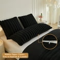 thumbnail image 3 of XeGe Fluffy Faux Rabbit Fur Body Pillow Cover, Soft Plush Fuzzy Wide Striped 20x54 Body Pillowcase with Zipper, Home Decorative Shaggy Furry Ribbed Long Pillow Cover for Bed Couch Sofa Bedroom, Black, 3 of 6