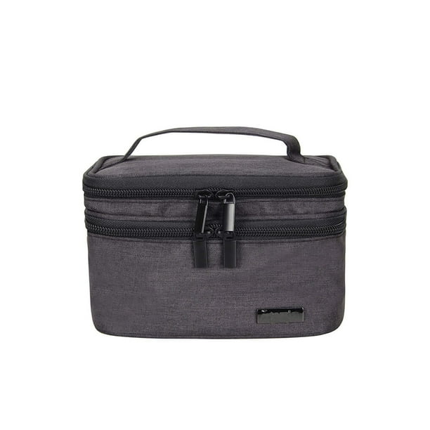 Inteprter Bolsa organizadora de esmalte de uñas, compartimento profesional, soporte de almacenamiento, contenedores, contenedor de cosméticos, Almacenamiento y organización del hogar Negro 30 ranuras