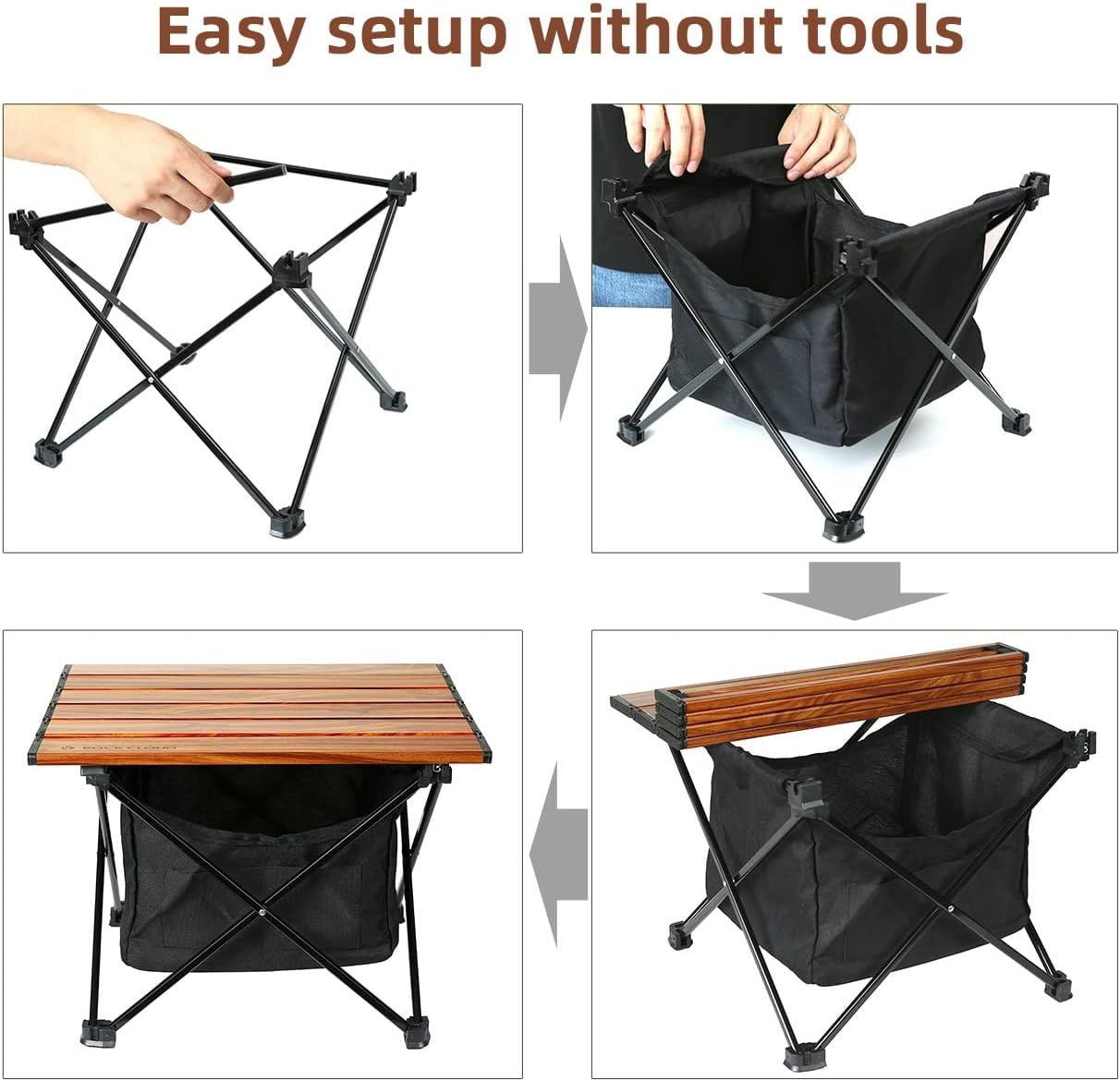 Ultralight Folding Camping Table, Aerospace Aluminum Backpacking Table with Detachable 600D Poly Storage Bag, Upgraded Nylon Hinges Supports 60 LBS for Hiking Fishing Picnic Beach
