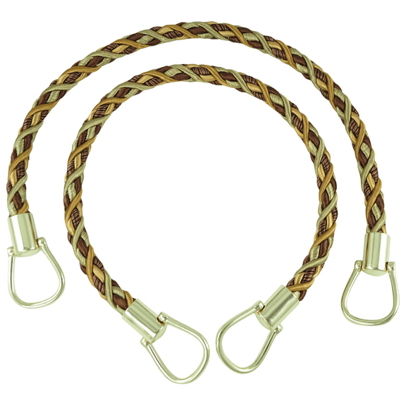 Elegant Braided Rope Tieback with Metal Ring Tieback, 18" Spread (45.5cm), 1/2" (1cm) Thick # BRTBM,, Golden Beige Brown #5207 (Light Brown, Dark Beige, Dark Gold) Set of 2