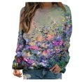 thumbnail image 2 of Nouveaux Hauts pour Femmes 2023 Mode Dames Chandail en Molleton à Manches Longues Col Rond Imprimé Blouse Pull-Over Coupe Décontractée Chandail en Molleton Oversize pour Femmes, 2 of 5