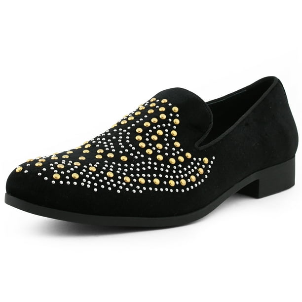 Amali - Amali Mens Studded Spike Shoe Abbey Slip On Dress Shoes Smoking ...