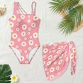 thumbnail image 5 of Jiueut Pink Daisy Floral Print Girls Swimsuit with Adjustable Straps One Piece Bathing Suit with Mesh Cover Ups Swimwear 7-18Y, 5 of 7