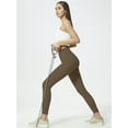 thumbnail image 3 of Chiclily Womens High Waist Leggings, 24" Inseam, Ankle Workout Yoga Pnats with Back Pockets, Brown, Size L, 3 of 5