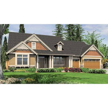 TheHouseDesigners-6107 Craftsman House Plan with Crawl Space Foundation (5 Printed Sets)