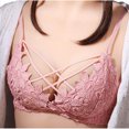 thumbnail image 2 of Tao Tao Women's Lace Flower Embroidery Bra Fashion Underwear Comfortable Seamless Adjustment Bra Women's Wireless Bra Underwear Pink 75A, 2 of 3