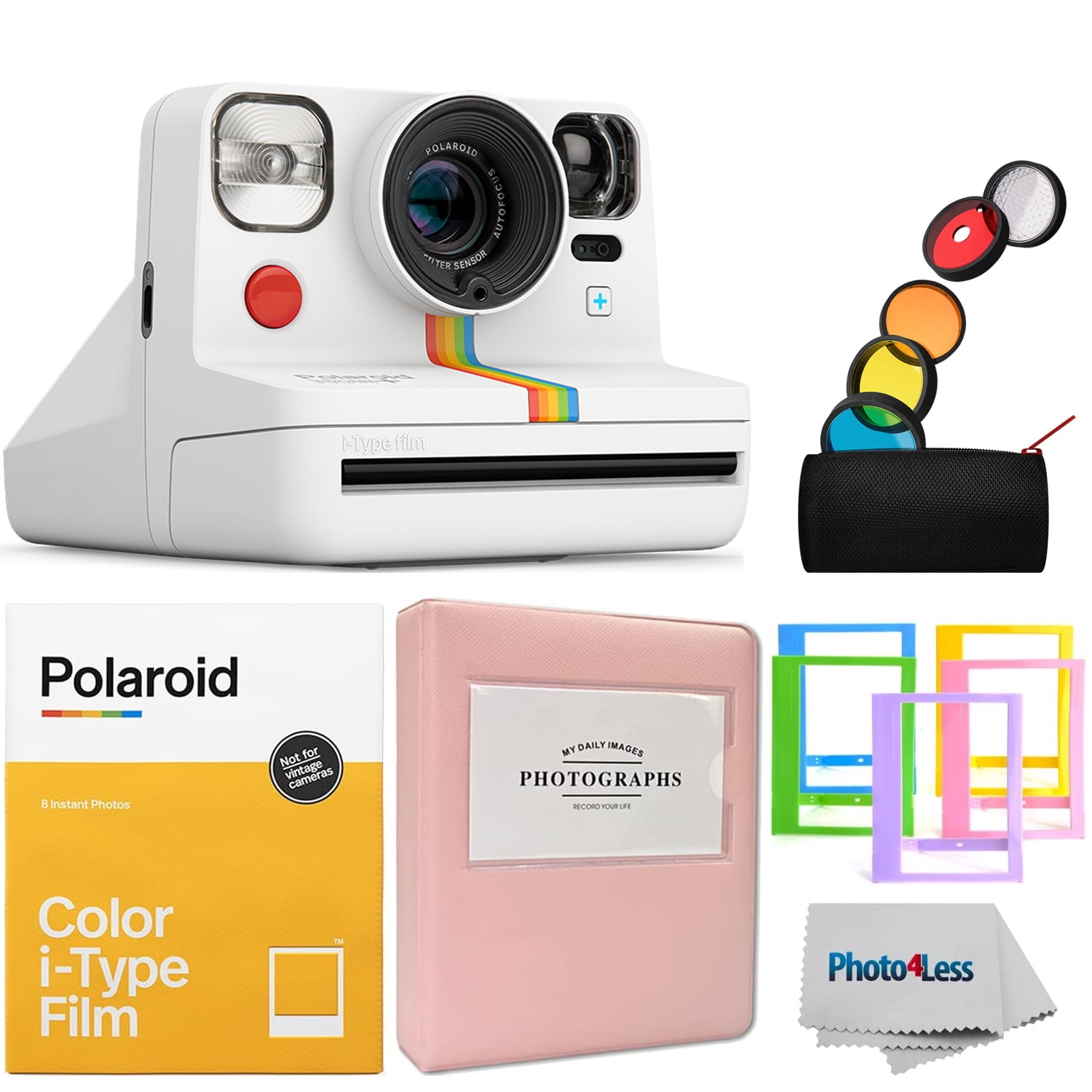 marrón novela Que Polaroid NOW + Camera White | Color Film | Album | Plastic Frames -  Walmart.com