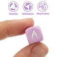 thumbnail image 3 of Uxcell Square Alphabet Silicone Beads, 12mm Letter A, Light Purple White 15Pcs, 3 of 6
