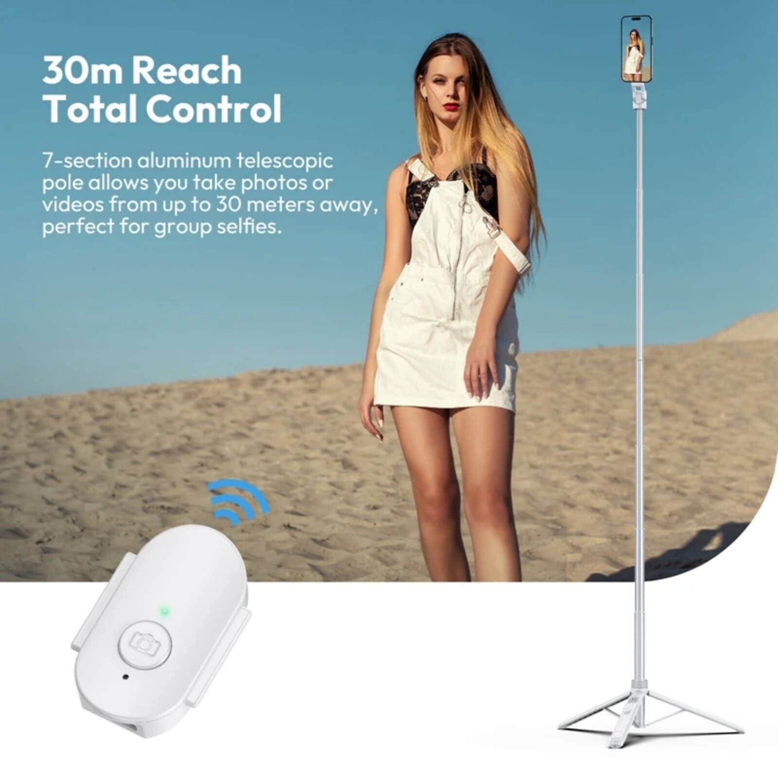 ​Ulanzi TT88 Overhead Selfie Stick Wireless Tripod Magsafe Clip for iPhone 16-13