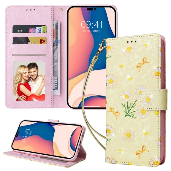 for Samsung S22 Plus Wallet Case, Flower Pattern,[Stand Feature] Protective PU Leather Flip Cover with Credit Card Slot [Side Cash Pocket][Magnetic Closure] for Galaxy S22 Plus,Flower #4