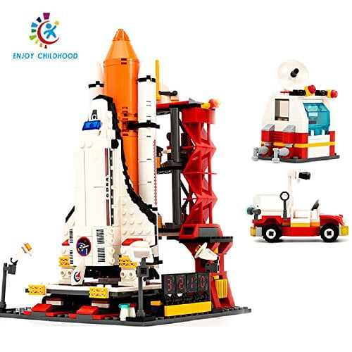 Educational Toy City Spaceport Space Shuttle Launch Center Bricks Building Block 