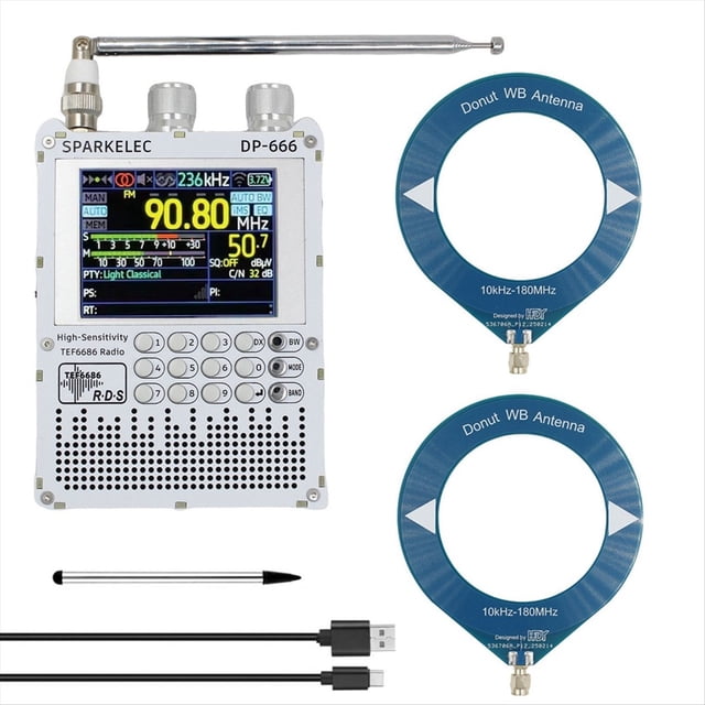 Radio TEF6686 DP-666 de Banda FM/LW/MW/SW de Corta, Alta Sensibilidad, ESP32 RDS, Pantalla Táctil IPS de 2,8 Pulgadas.