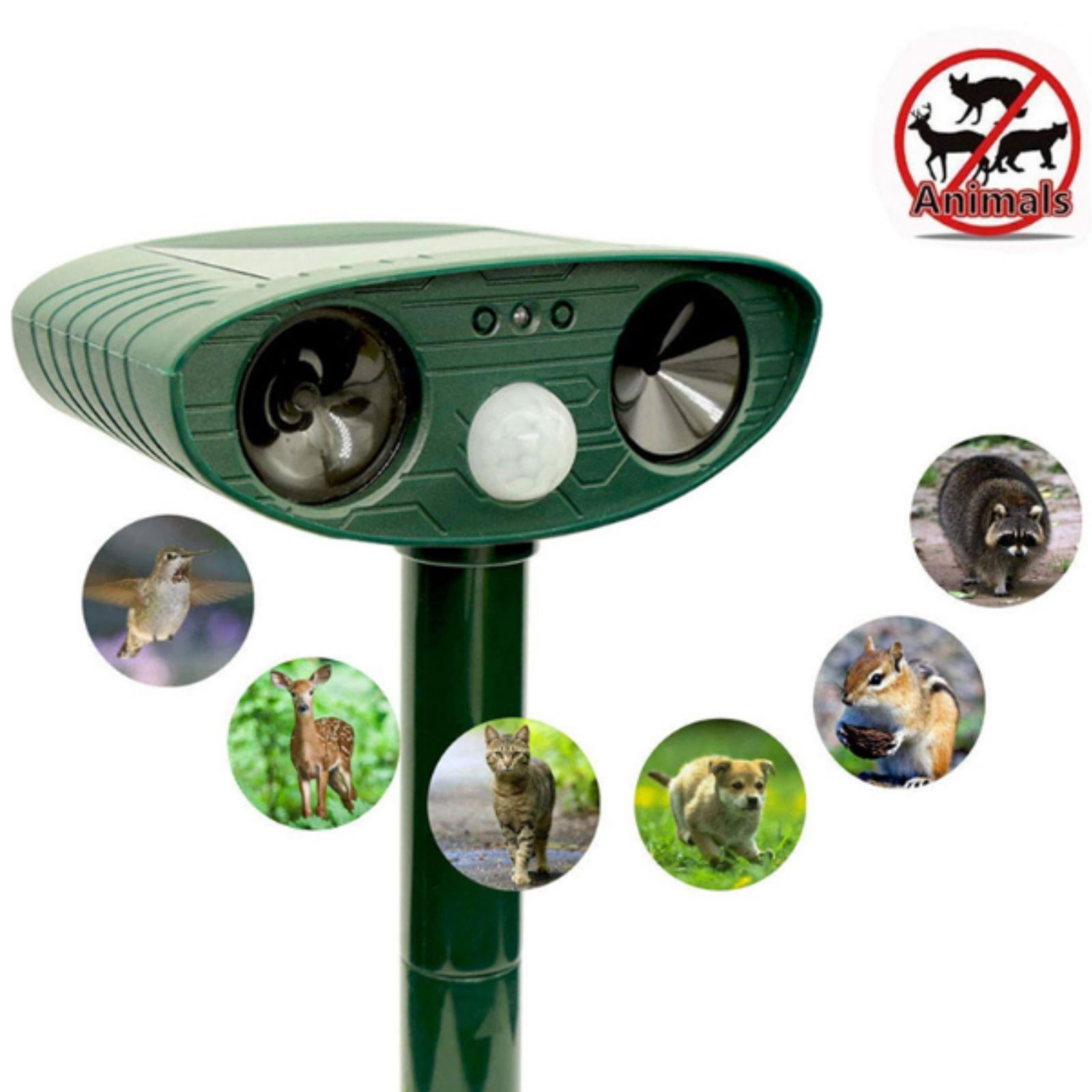 JahyElec Solar Animal Repellent,2 Pack Ultrasonic Animal Repeller Outdoor Waterproof with Motion Sensor Effective Against Squirrel Deer Raccoon Skunk Coyote Deterrent for Yard Garden Protection