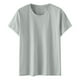 thumbnail image 4 of Blusas Umfun para mujer, cuello redondo liso, manga corta, blusa informal versátil, gris XL, 4 of 4