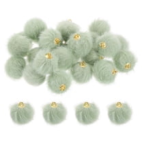 Pom Pom Charm, 24Pcs 15mm - Faux Fur Fluffy Pom Poms Pendants Balls, Pom Poms for DIY Crafts Jewelry Making Keychain Accessory (Light Green)