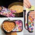 thumbnail image 5 of Yayeee Oven Mitts and Pot Holder Set of 2 Heat Resistant Kitchen Gloves Baking Hot Pad, Black Colorful Circles, 5 of 5