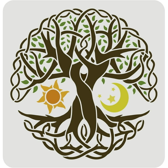 Celtic Tree of Life Stencils Templates 11.8x11.8 inch Reusable Mylar DIY Art Craft Painting Template Irish Welsh Knotwork Stencils for Art Projects Wood Wall DIY T-Shirt Home Decor White
