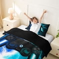 thumbnail image 4 of meiyoeat Neon Lightning Gaming Twin Bedding for Boys Girls, Electric Gamer Duvet Cover Set, Blue Cyan, Black Reversible 2pcs, 1 Duvet Cover and 1 Pillowcase, 4 of 7