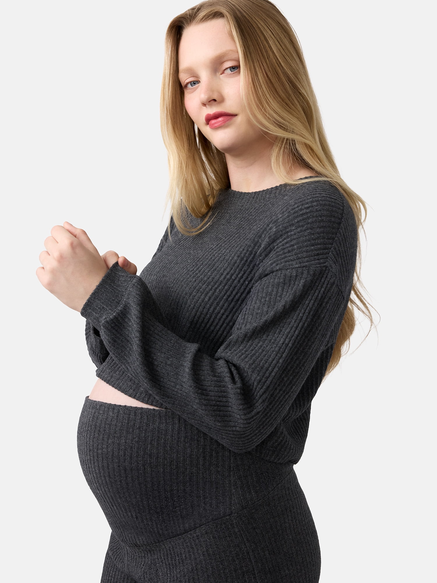 Ingrid & Isabel For Every Belly Women's Maternity Ribbed Top, Sizes S-XXL