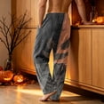 thumbnail image 4 of EANJE Halloween Pajamas for Men Loungewear Sleepwear Wide Leg Pajama Corduroy Pumpkin Ghost Bat Print High Waisted Pj Pant Stretch Fall Drawstring Lounge Pants with Pockets Yellow M, 4 of 5