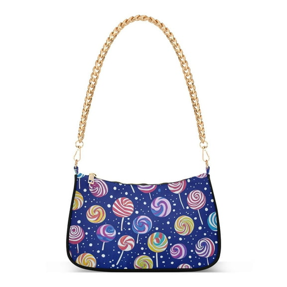 FORMRS Womens Shoulder Bag with Chain Strap Clutch Purse Cute Tote Handbag, Blue Colorful Candies