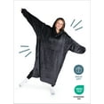 thumbnail image 6 of Bare Homey Adult Size Microplush Wearable Blanket - Long Length - Zipper Side Pockets, Black, 6 of 9
