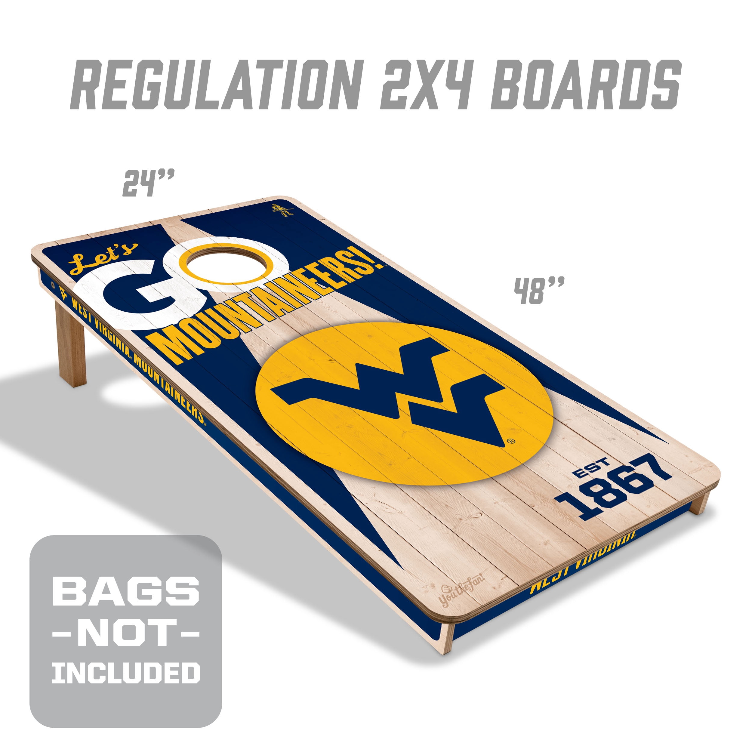 YouTheFan NCAA West Virginia Mountaineers 2' x 4' Cornhole Game No Bags