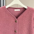 thumbnail image 3 of BiZtdJrK Womens Oversized Teddy Fleece Jackets Casual Button Open Front Cardigans Coat Solid Color Long Sleeve Jacket with Pockets Sales Prime Pink 4XL, 3 of 9