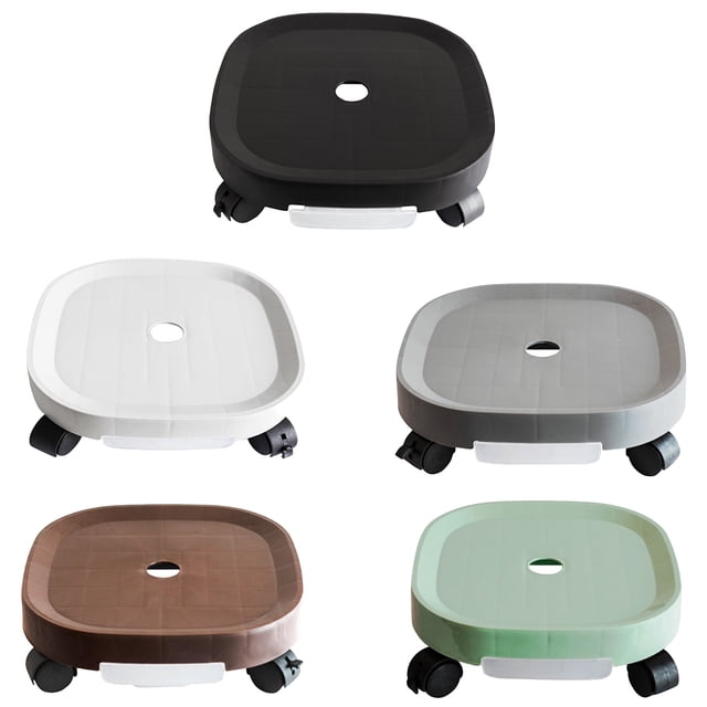 Plateau de Pot Portable de Remplacement Couleur Unie Rectangulaire Réutilisable Lavable Robuste Bureau Balcon Porte-Vase avec Frein Noir Taille 2