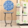 thumbnail image 2 of KABB 14 inch flowerpot width, 17 inch flowerpot height, plant rack set, indoor circular metal plant rack, decorative blue and white small fish pattern plant rack plant table, 2 of 6