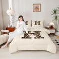 thumbnail image 3 of Erosebridal Teens Adults H Personalized Initial Full Size Comforter Sets 3 Pieces,Leopard Print Bow Knot Bedding Sets For Girls Boys,Grey Reversible, 3 of 6