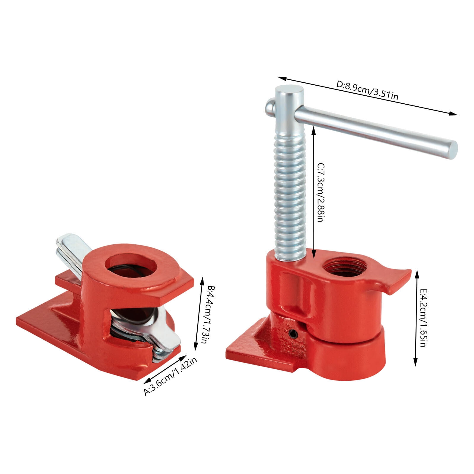 DENEST 2 Set 1/2" Wood Gluing Pipe Clamps, Heavy Duty Pipe Clamp Fixture Set for Woodworking