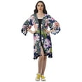 thumbnail image 3 of Moomaya Front Open Printed Shrug 3/4 Sleeve Georgette Beach Cover Up For Women, 3 of 6