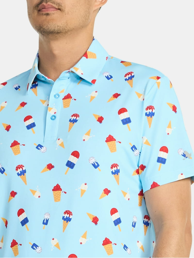 ice cream dress shirt Mens Ice Cream Embroidered Button Up Short Sleeve Shirt Sz M