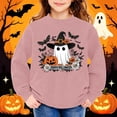 thumbnail image 2 of Atogsazn Toddler Girls Halloween Oversized Sweatshirt Kids Casual Long Sleeve Ghost Pumpkin Print Sweater Fall Winter Tops Pink 10-11 Years Fashion, 2 of 5