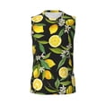 thumbnail image 6 of Lsque Lemon Fruits Flowers Leaves Print Men's Cotton Blend Sleeveless Muscle Shirts (S-3XL)- Moisture Wicking, Odor Protection, UPF 30+,3X-Large, 6 of 8