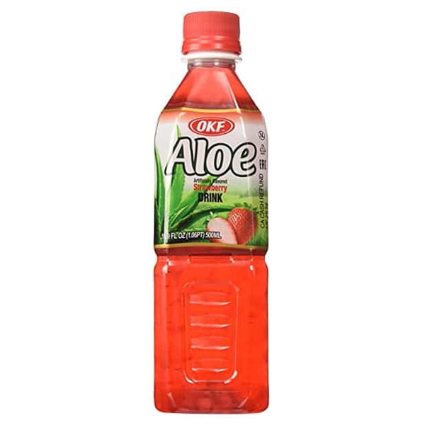 Okf Aloe Strawberry Aloe Drink 169 Oz Plastic Bottles Pack Of 10 1457