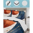 thumbnail image 4 of Navy Blue Burnt Orange King Size Down Alternative Comforter, Lightweight Comforter Quilt Bedding Set with Pillow Shams Modern Boho Art Geometric All Seasons Bed Comforter Duvet Insert 96"x106", 4 of 7
