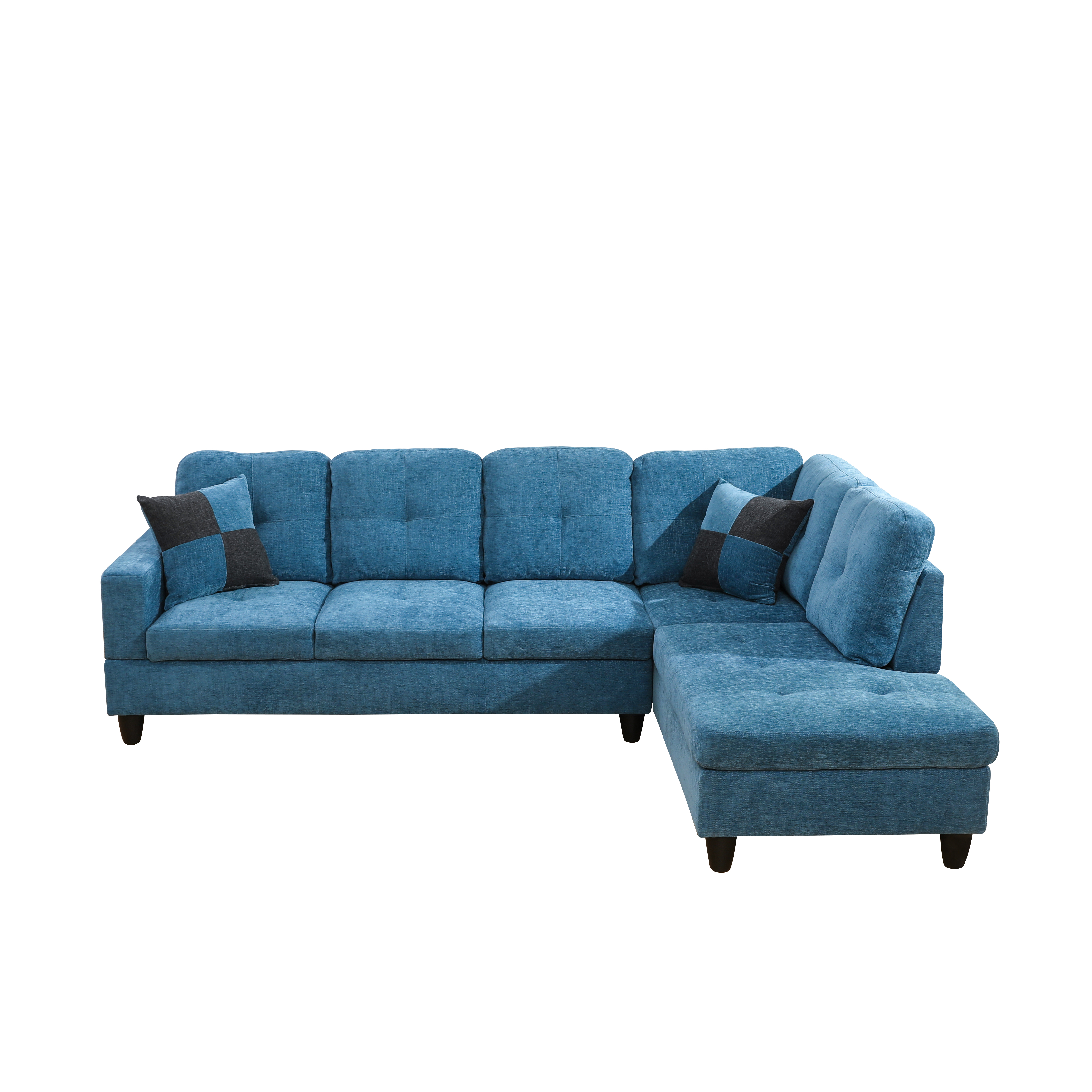 MAYEERTY 103.5 Inch Blue Flannel 3-Piece Living Room Sofa Set, Modern Soft Fabric Couch Furniture Set